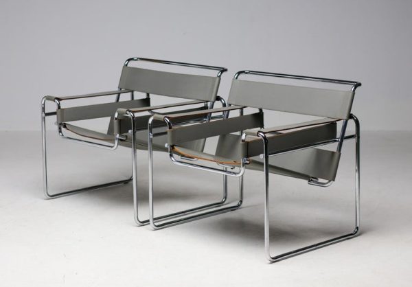 Marcel Breuer Grey Leather Wassily Armchair by Gavina, 1960, Signed - Image 5