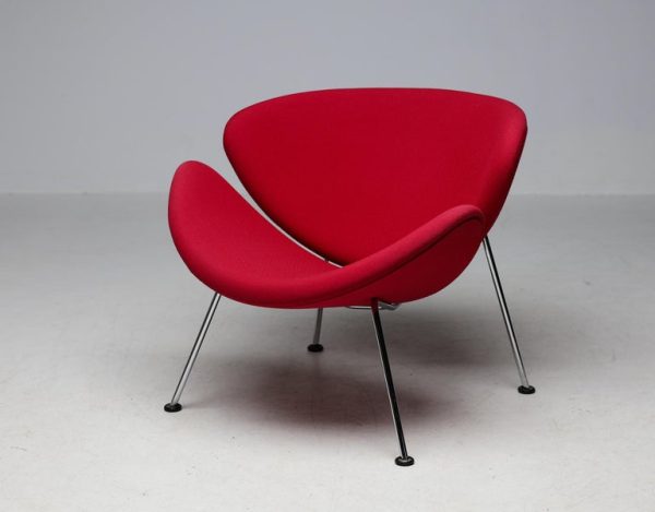 Mid Century Modern Red Orange Slice Chair by Pierre Paulin - Image 4