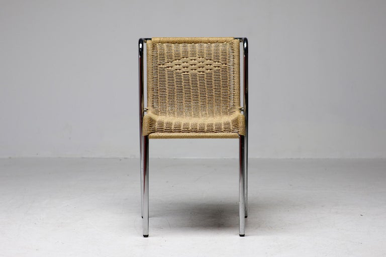Gabriele Mucchi S5 Italian Modern Dining Chairs Chrome Tubular frames Rope seats - Image 5
