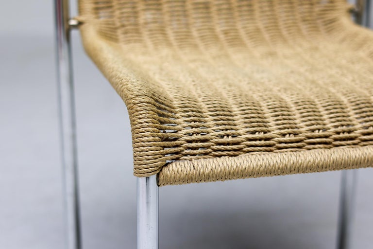 Gabriele Mucchi S5 Italian Modern Dining Chairs Chrome Tubular frames Rope seats - Image 6