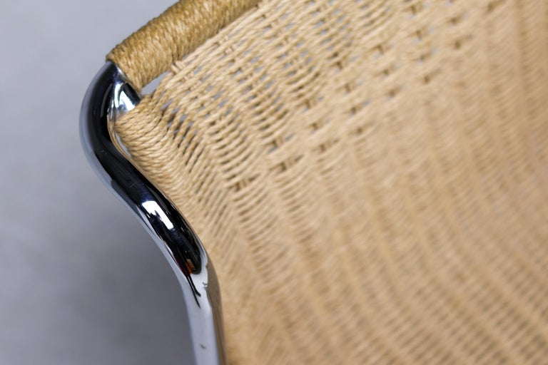 Gabriele Mucchi S5 Italian Modern Dining Chairs Chrome Tubular frames Rope seats - Image 8