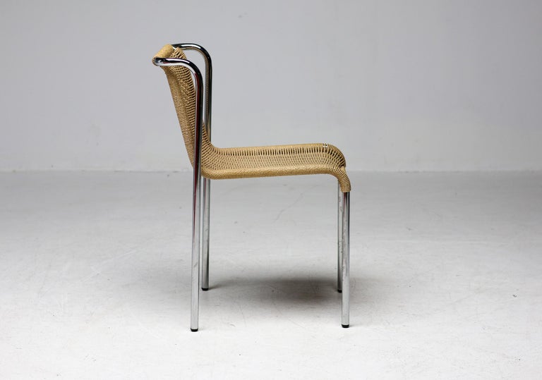 Gabriele Mucchi S5 Italian Modern Dining Chairs Chrome Tubular frames Rope seats - Image 3