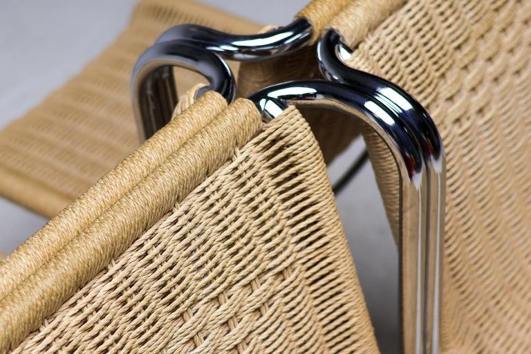 Gabriele Mucchi S5 Italian Modern Dining Chairs Chrome Tubular frames Rope seats - Image 4