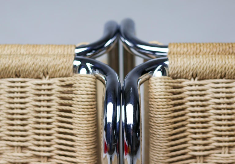 Gabriele Mucchi S5 Italian Modern Dining Chairs Chrome Tubular frames Rope seats - Image 13