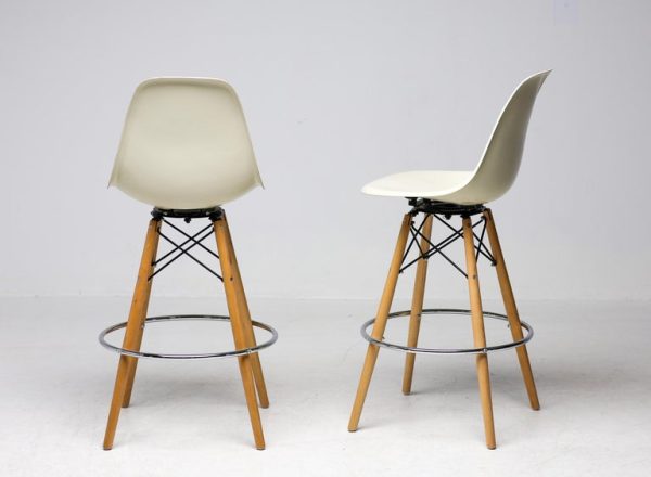 Set of Two Herman Miller Mid Century Modern Charles Eames "PSW" Barstools - Image 3