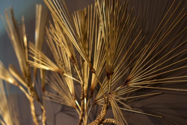 Large Mid-Century Modern Curtis Jeré Brutalist Brass Tree Needle Wall Sculpture - Image 7
