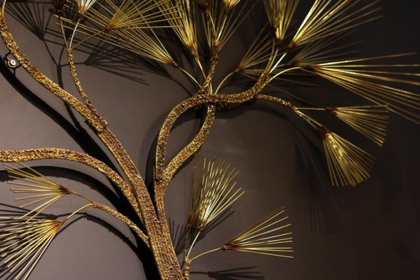 Large Mid-Century Modern Curtis Jeré Brutalist Brass Tree Needle Wall Sculpture - Image 9