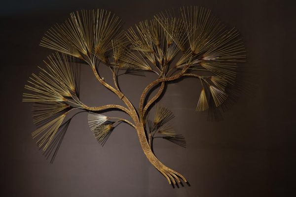 Large Mid-Century Modern Curtis Jeré Brutalist Brass Tree Needle Wall Sculpture - Image 11