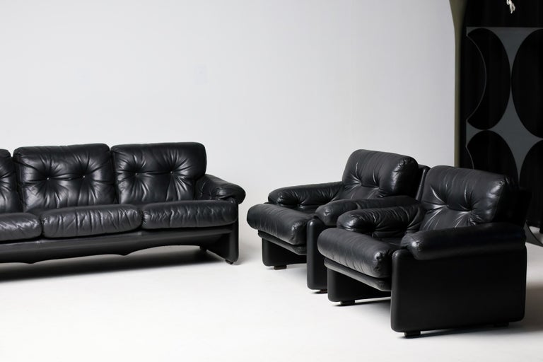 Coronado Living Room Set in Black Leather by Tobia Scarpa for B&B Italia, 1976 - Image 2