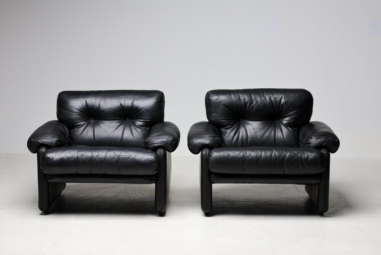 Coronado Living Room Set in Black Leather by Tobia Scarpa for B&B Italia, 1976 - Image 4