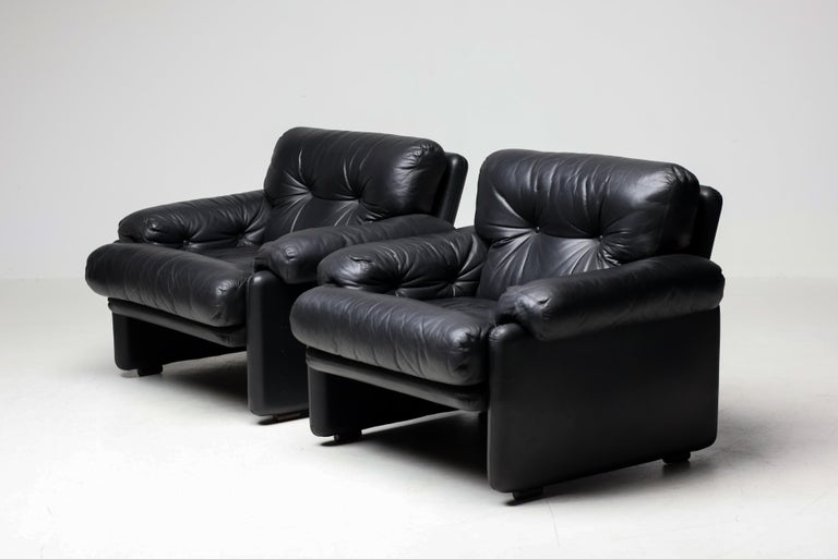 Coronado Living Room Set in Black Leather by Tobia Scarpa for B&B Italia, 1976 - Image 6
