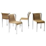 Gabriele Mucchi S5 Italian Modern Dining Chairs Chrome Tubular frames Rope seats