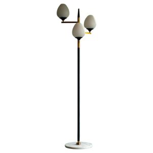 Arredoluce Floor Lamp in Polished Brass & Carrara Marble, 1960s