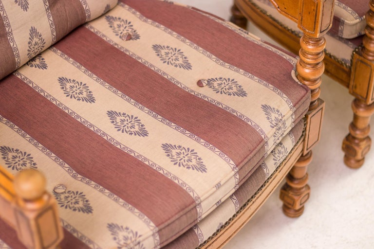 Pair of Giorgetti “1975 Gallery” Armchairs in Carved Wood, Original Upholstery - Image 5