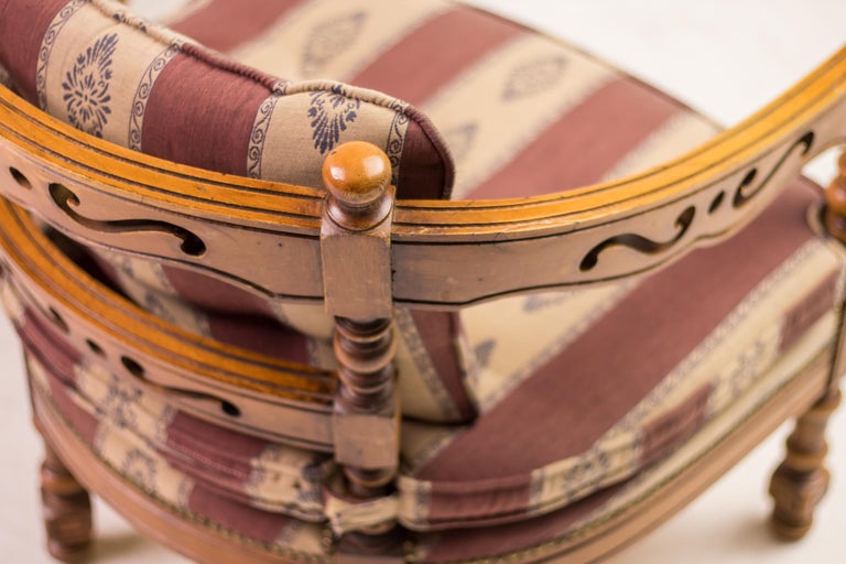 Pair of Giorgetti “1975 Gallery” Armchairs in Carved Wood, Original Upholstery - Image 7