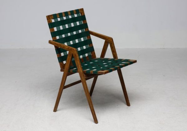 Mid-Century Italian Walnut Armchair with Webbing, in the Style of Franco Albini - Image 11