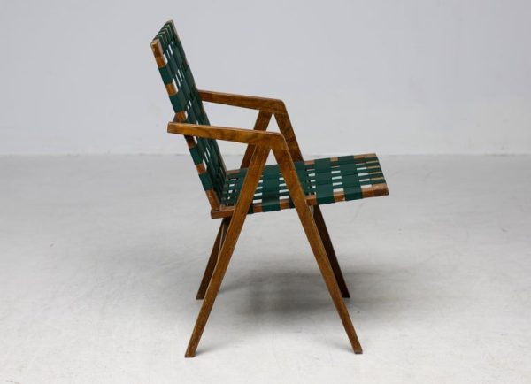 Mid-Century Italian Walnut Armchair with Webbing, in the Style of Franco Albini - Image 3