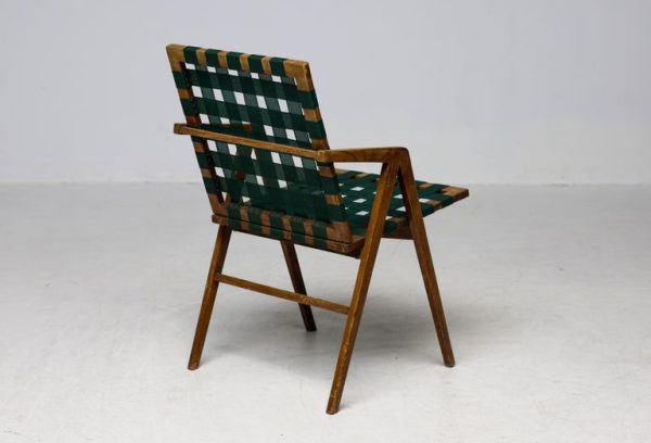 Mid-Century Italian Walnut Armchair with Webbing, in the Style of Franco Albini - Image 4