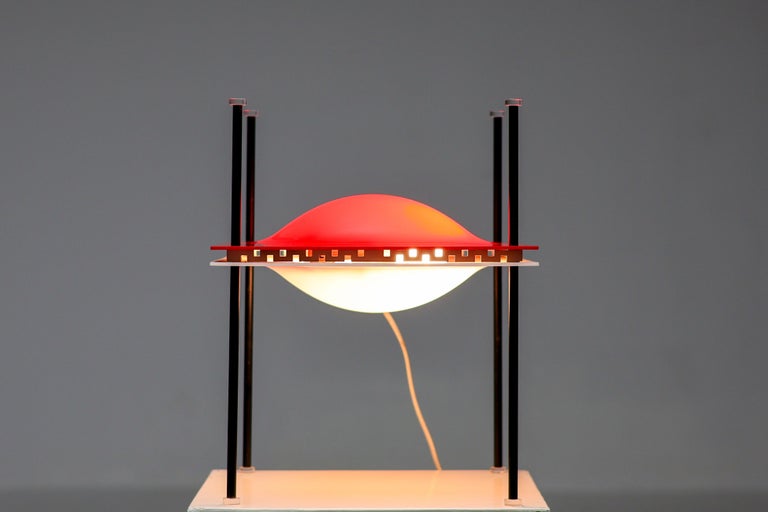 Ettore Sottsass Red Palafitta Table Lamp (Model 12639) by Arredoluce, Italy, '60 - Image 9