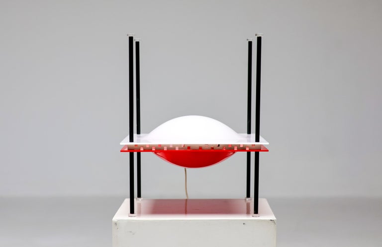 Ettore Sottsass Red Palafitta Table Lamp (Model 12639) by Arredoluce, Italy, '60 - Image 11