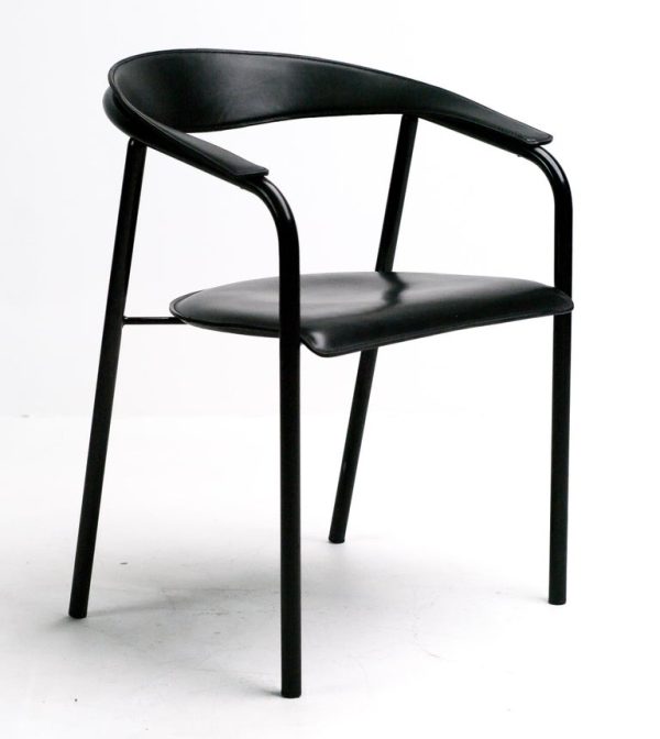 Arrben Black Leather Armchair – Sleek Italian Modernism - Image 4