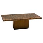 Coffee Table with Pressed and Etched Brass Top by Illum Wikkelsø