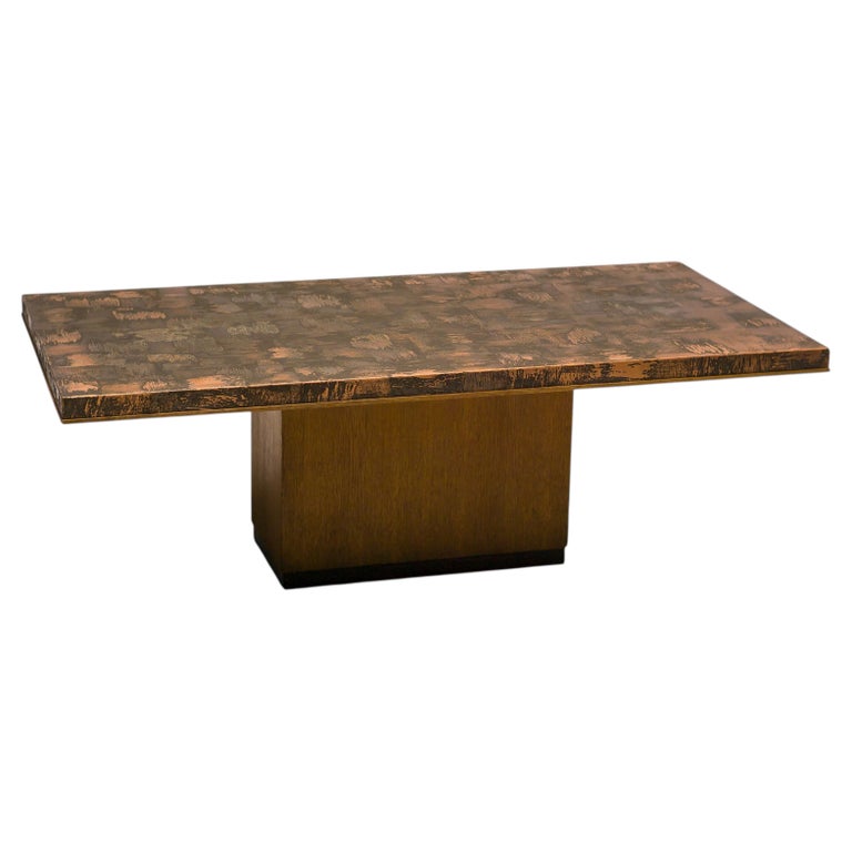 Coffee Table with Pressed and Etched Brass Top by Illum Wikkelsø