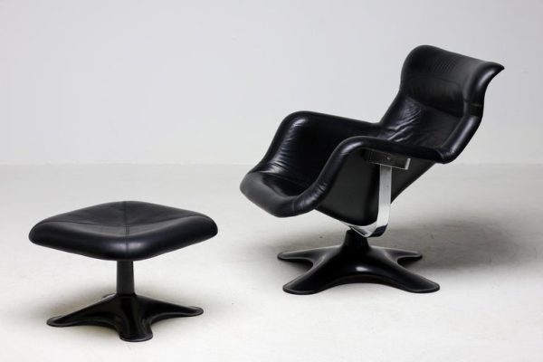Mid Century Modern Black Karuselli Lounge Chair and Ottoman by Yrjo Kukkapuro - Image 20