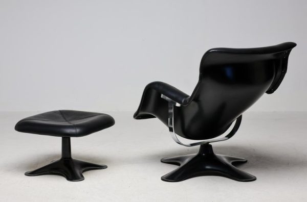 Mid Century Modern Black Karuselli Lounge Chair and Ottoman by Yrjo Kukkapuro - Image 3