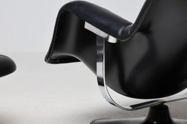 Mid Century Modern Black Karuselli Lounge Chair and Ottoman by Yrjo Kukkapuro - Image 5