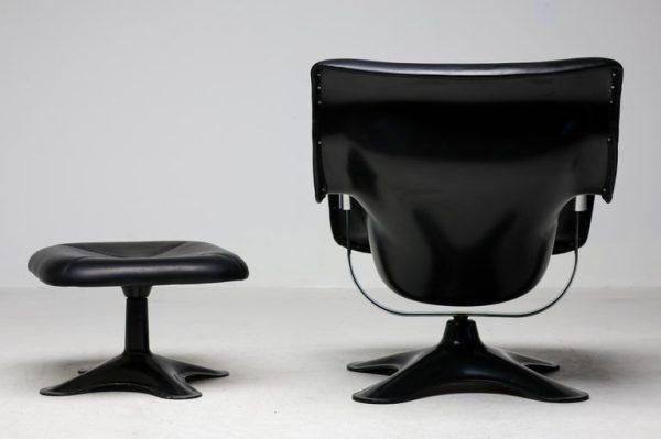 Mid Century Modern Black Karuselli Lounge Chair and Ottoman by Yrjo Kukkapuro - Image 6