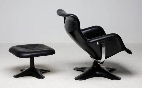 Mid Century Modern Black Karuselli Lounge Chair and Ottoman by Yrjo Kukkapuro - Image 10