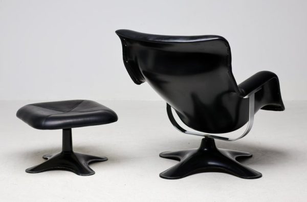 Mid Century Modern Black Karuselli Lounge Chair and Ottoman by Yrjo Kukkapuro - Image 12