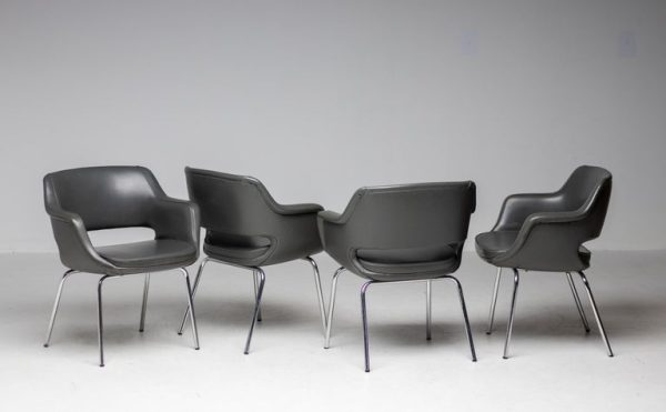 Olli Mannermaa Kilta Chairs Elephant Hide Grey Scandinavian Mid Century Modern - Image 8