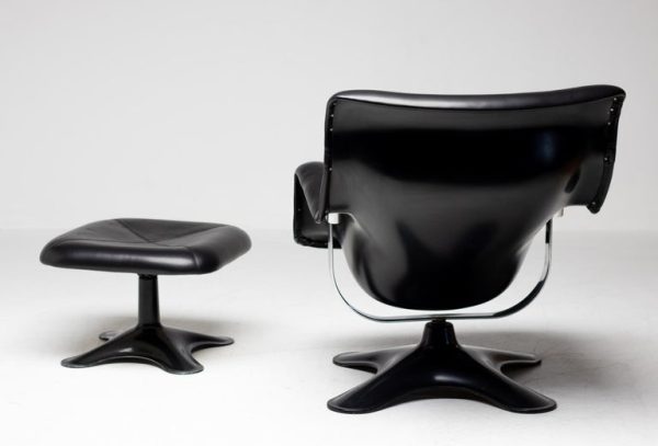 Black on Black Karuselli Lounge Chair and Footstool by Yrjo Kukkapuro for Haimi - Image 6