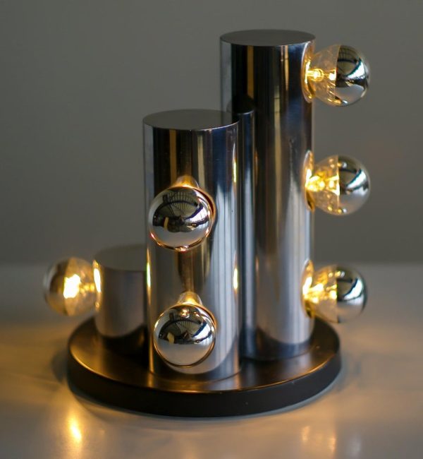 Italian Chrome Cylinders Table Lamp, 1965 - Image 4