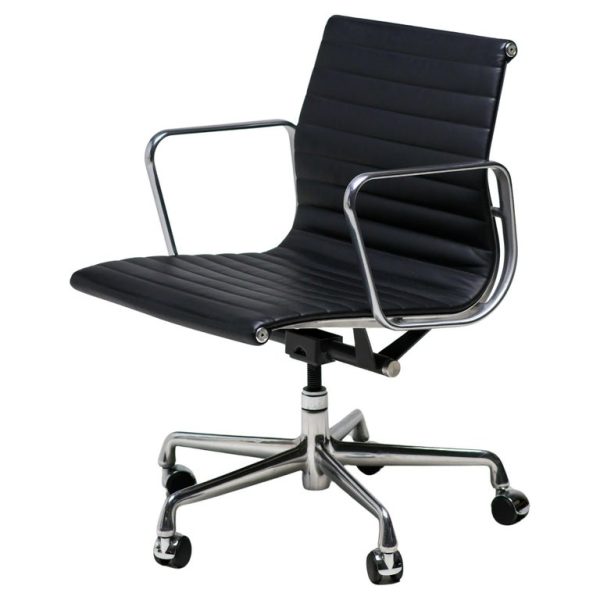 Charles & Ray Eames Black Leather Executive Desk Chair by Herman Miller