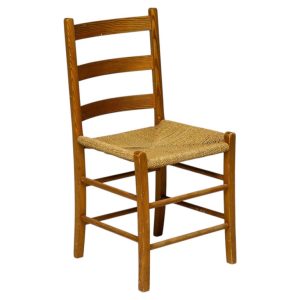 Eight Swedish Dining Chairs in Oregon Pine with Twisted Seagrass Seats, 1940s