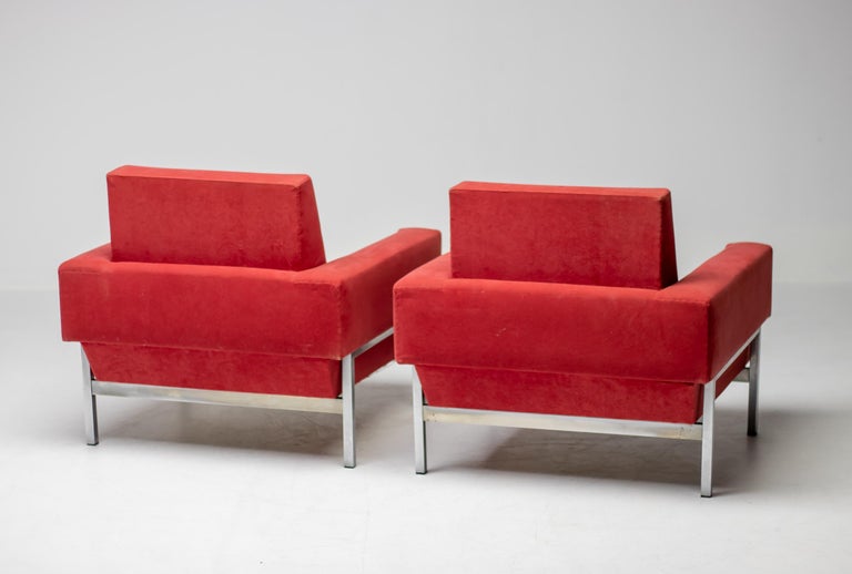 Red Saporiti Kiushu Armchairs Distinctive Italian Mid Century Modern Design - Image 6