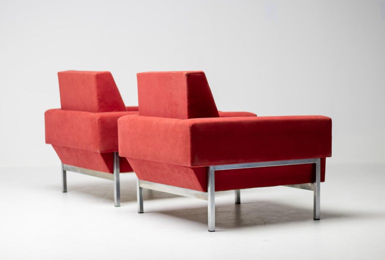 Red Saporiti Kiushu Armchairs Distinctive Italian Mid Century Modern Design - Image 7