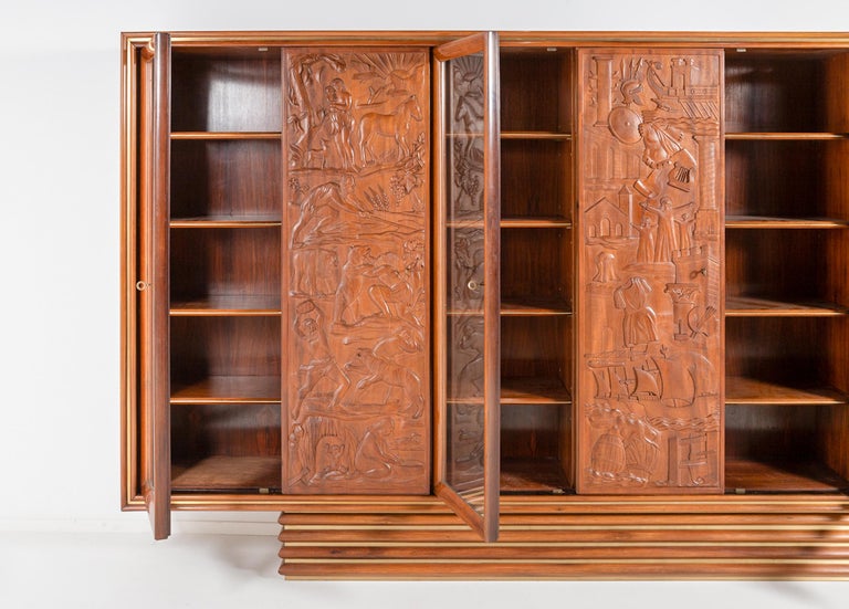 Monumental Italian Walnut and Bookmatched Rosewood Display Cabinet - Image 5