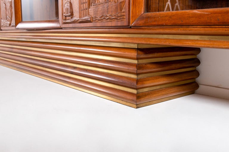 Monumental Italian Walnut and Bookmatched Rosewood Display Cabinet - Image 9