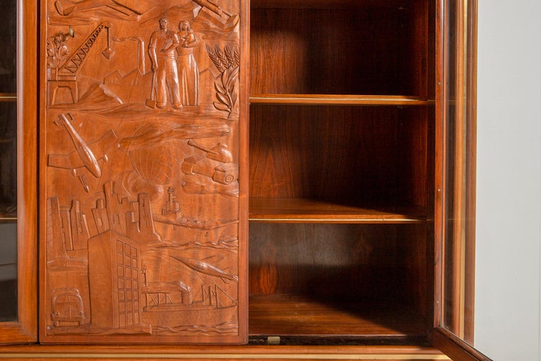 Monumental Italian Walnut and Bookmatched Rosewood Display Cabinet - Image 12