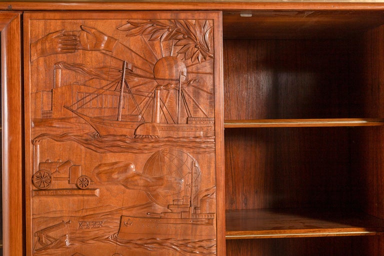 Monumental Italian Walnut and Bookmatched Rosewood Display Cabinet - Image 13