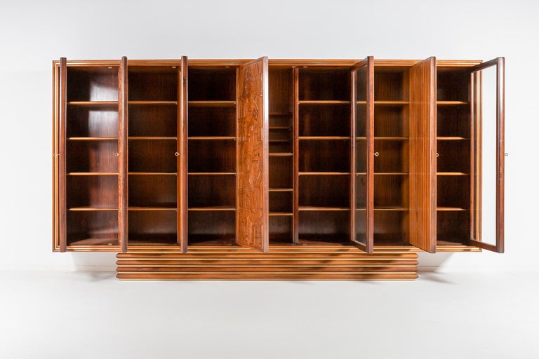 Monumental Italian Walnut and Bookmatched Rosewood Display Cabinet - Image 20