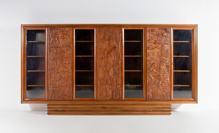 Monumental Italian Walnut and Bookmatched Rosewood Display Cabinet - Image 2