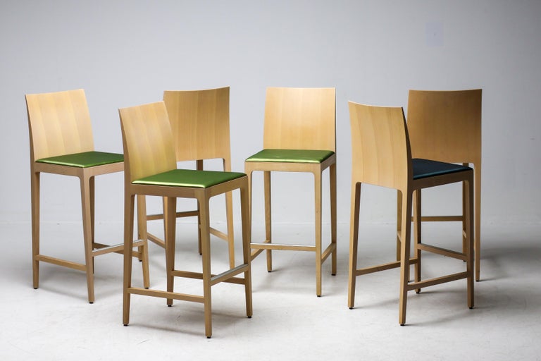 Set of Six “Anna” Beech Barstools by Crassevig, Italy, 1990s - Image 4