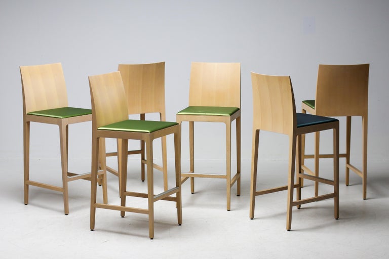 Set of Six “Anna” Beech Barstools by Crassevig, Italy, 1990s - Image 11