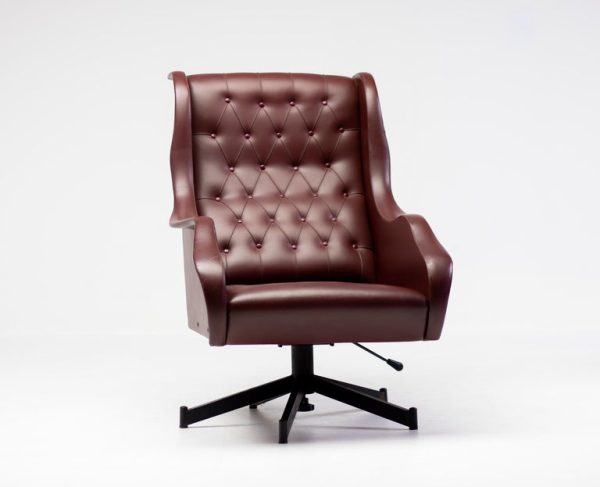1950s Italian Reclining Lounge Chair in Oxblood Naugahyde - Image 7