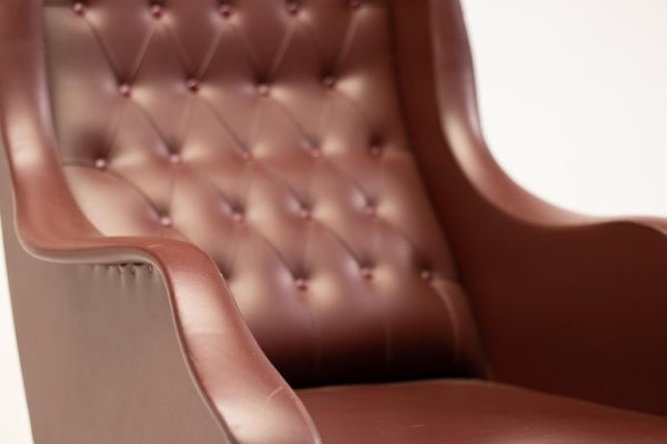 1950s Italian Reclining Lounge Chair in Oxblood Naugahyde - Image 8